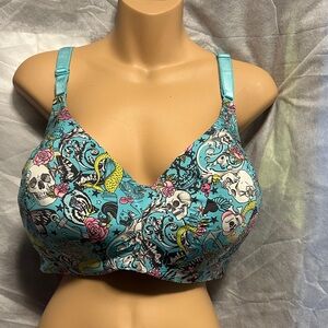 Vibrant Teal Patterned Bra